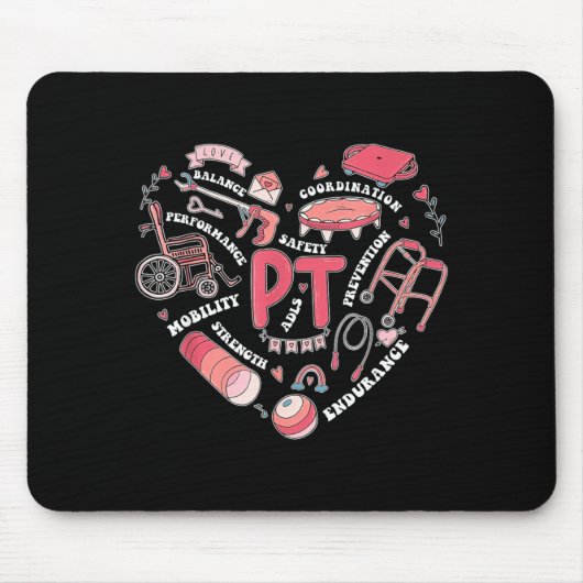 Physical Therapy Pt Valentine Heart Shape Physical マウスパッド (正面)