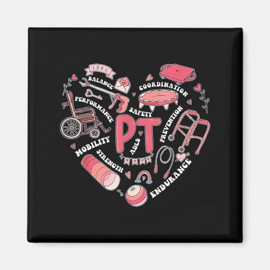 Physical Therapy Pt Valentine Heart Shape Physical マグネット (正面)
