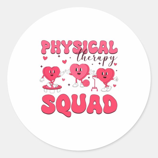 Physical Therapy Squad Valentines Day Pt Pta Vale ラウンドシール (正面)