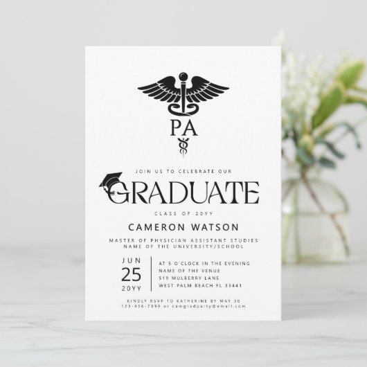 Physician Assistant Graduate PA School Graduation 招待状 (スタンド正面)