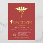 Physician Assistant Graduate PA School Graduation 箔招待状 (正面)