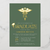 Physician Assistant Graduate PA School Graduation 箔招待状 (正面)
