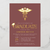 Physician Assistant Graduate PA School Graduation 箔招待状 (正面)
