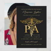 Physician Assistant Graduation Announcement Black 招待状 (正面/裏面)