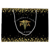 Physician Assistant PA Graduation Black Gold ラージペーパーバッグ (裏面)