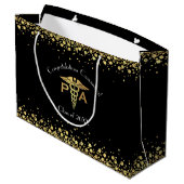 Physician Assistant PA Graduation Black Gold ラージペーパーバッグ (裏面アングル)