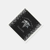 Physician Assistant PA Graduation Black Silver スタンダードカクテルナプキン (角)