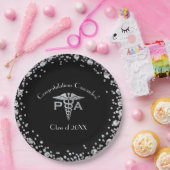 Physician Assistant PA Graduation Black Silver ペーパープレート (パーティー)