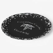 Physician Assistant PA Graduation Black Silver ペーパープレート (アングル)