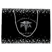 Physician Assistant PA Graduation Black Silver ラージペーパーバッグ (裏面)