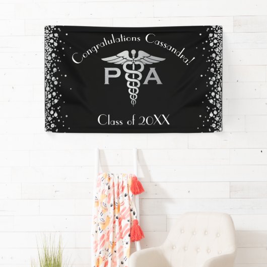 Physician Assistant PA Graduation Black Silver 横断幕 (インサイチュ)