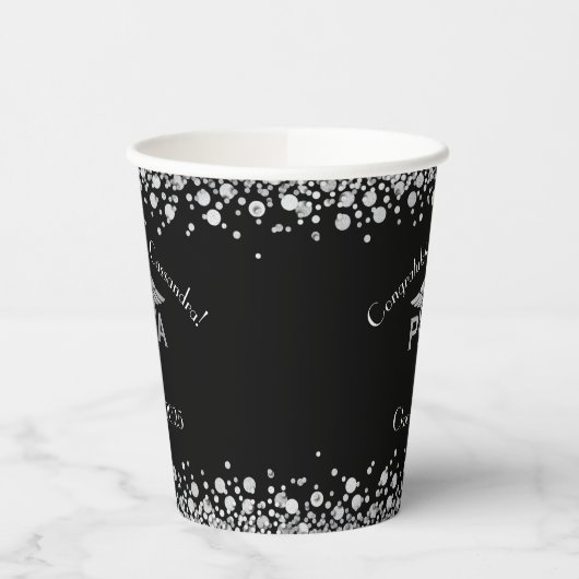 Physician Assistant PA Graduation Black Silver 紙コップ (左)