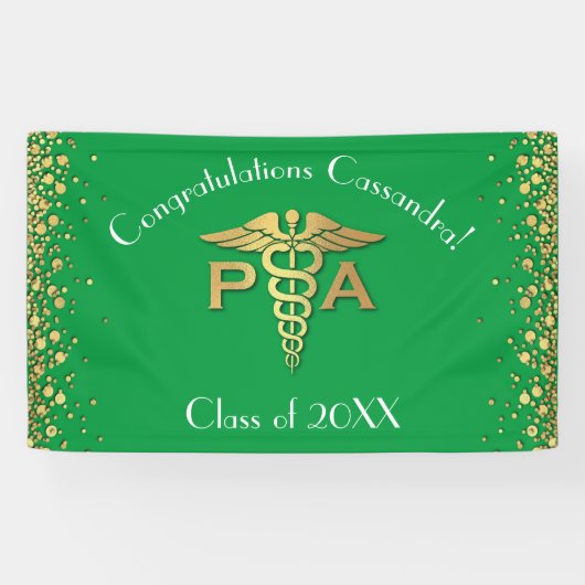 Physician Assistant PA Graduation Green Gold 横断幕 (横)