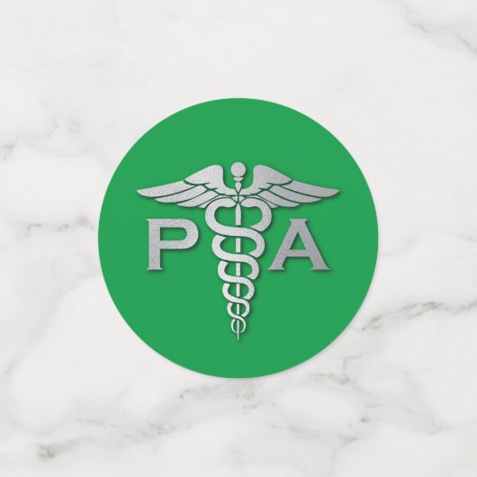 Physician Assistant PA Graduation Green Silver コンフェッティ (スモール正面)