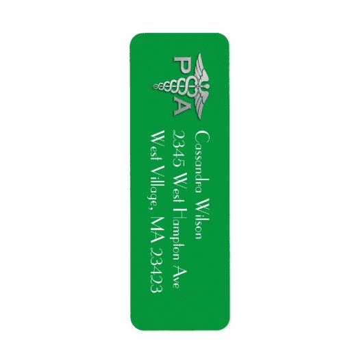 Physician Assistant PA Graduation Green Silver ラベル (正面)