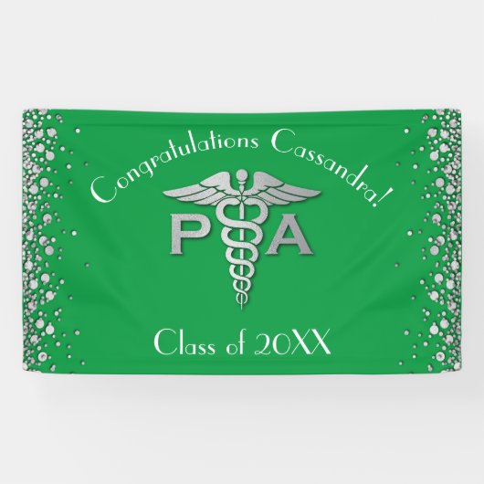 Physician Assistant PA Graduation Green Silver 横断幕 (横)
