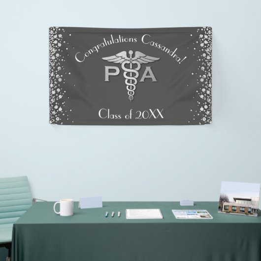 Physician Assistant PA Graduation Grey Silver 横断幕 (トレードショー)