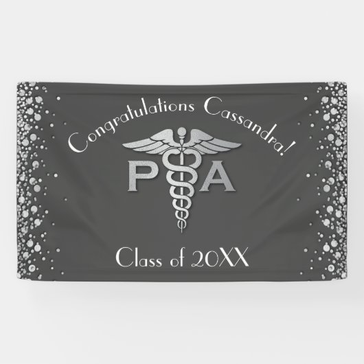 Physician Assistant PA Graduation Grey Silver 横断幕 (横)