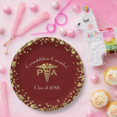 Physician Assistant PA Graduation Maroon Gold ペーパープレート (パーティー)