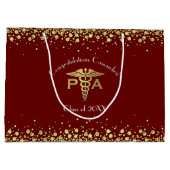 Physician Assistant PA Graduation Maroon Gold ラージペーパーバッグ (裏面)