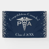 Physician Assistant PA Graduation Navy Blue Silver 横断幕 (横)