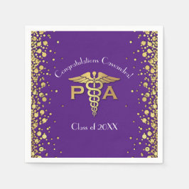 Physician Assistant PA Graduation Purple Gold スタンダードカクテルナプキン