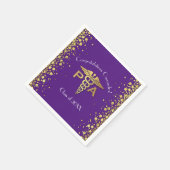 Physician Assistant PA Graduation Purple Gold スタンダードカクテルナプキン (角)