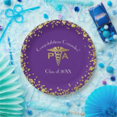 Physician Assistant PA Graduation Purple Gold ペーパープレート (パーティー)