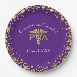 Physician Assistant PA Graduation Purple Gold ペーパープレート