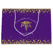 Physician Assistant PA Graduation Purple Gold ラージペーパーバッグ (正面)