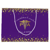 Physician Assistant PA Graduation Purple Gold ラージペーパーバッグ (裏面)