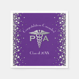 Physician Assistant PA Graduation Purple Silver スタンダードカクテルナプキン