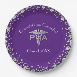 Physician Assistant PA Graduation Purple Silver ペーパープレート