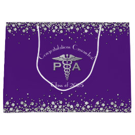Physician Assistant PA Graduation Purple Silver ラージペーパーバッグ