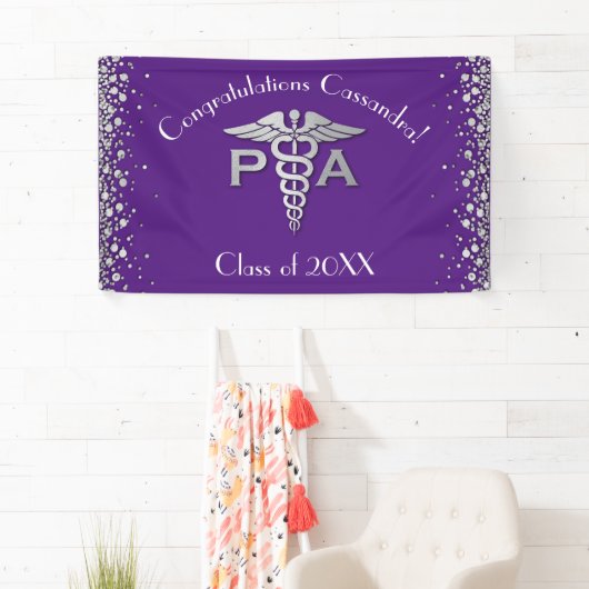 Physician Assistant PA Graduation Purple Silver 横断幕 (インサイチュ)