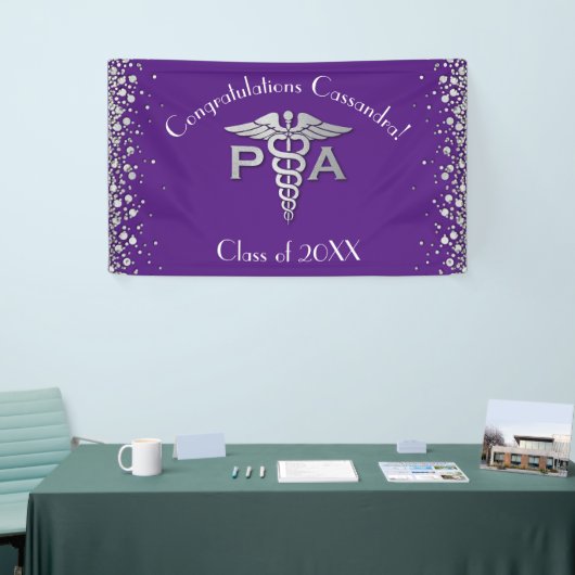 Physician Assistant PA Graduation Purple Silver 横断幕 (トレードショー)