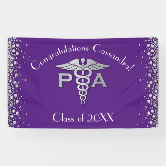 Physician Assistant PA Graduation Purple Silver 横断幕 (横)