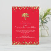 Physician Assistant PA Graduation Red Gold 招待状 (スタンド正面)