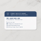 Physician Medical Clinic Minimalist Navy Blue 名刺 (正面)