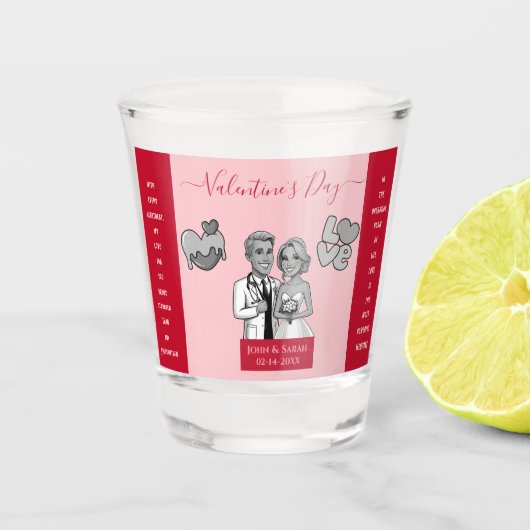 PHYSICIANS Valentine's Day couples smile ショットグラス (正面)