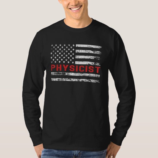 Physicist USA Flag Profession Retro Job Title Tシャツ (正面)