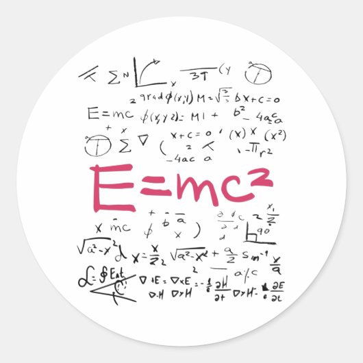 Physics and Math Formulas EMC2 ラウンドシール (正面)