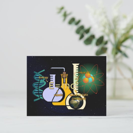Physics E=mc2カラフルデザイン ポストカード (スタンド正面)