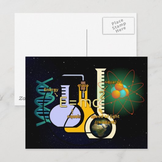 Physics E=mc2カラフルデザイン ポストカード (正面/裏面)