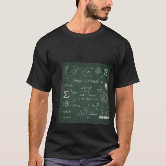 Physics & Math Chalkboard Equations T-Shirt | Scie Tシャツ (正面)