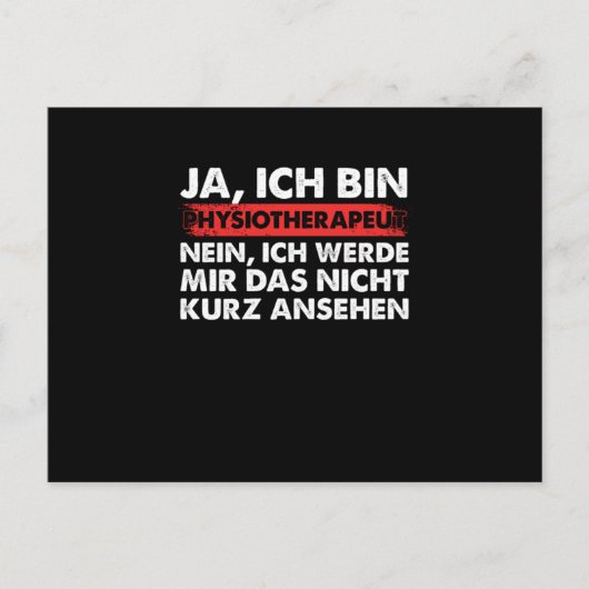 Physiotherapeut Arzt Medizin Physiotherapie Therap ポストカード (正面)