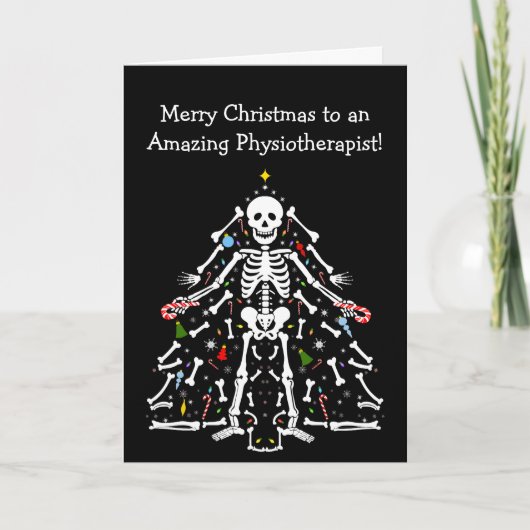 Physiotherapist Merry Christmas Tree Skeleton カード (正面)