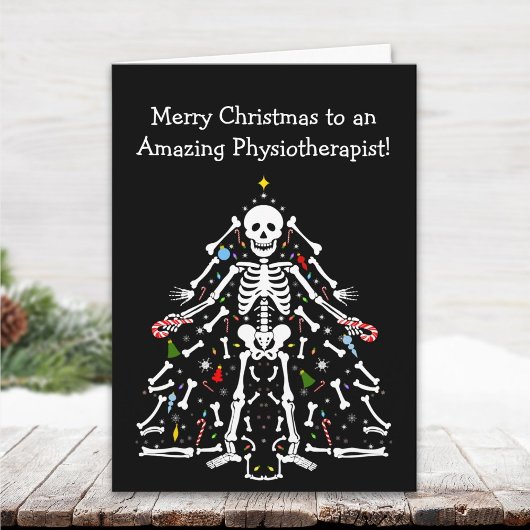 Physiotherapist Merry Christmas Tree Skeleton カード