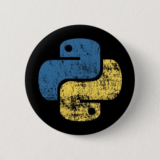 Phytonプログラミング言語レトロロゴボタン 缶バッジ (正面)