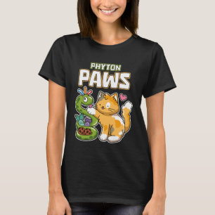 Phyton Paws 楽しい 猫 ヘビ Python プログラミング デザイン Tシャツ